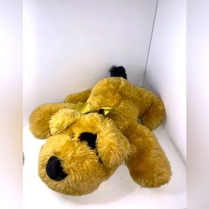 Harrods Toys Brown Tan Puppy Knight Dog Red Nose Bow Stuffed Animal Plush Floppy